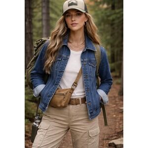 Jean Jacket XS Old Navy Womens Classic Denim Dark Wash Stretch trucker style Y2k